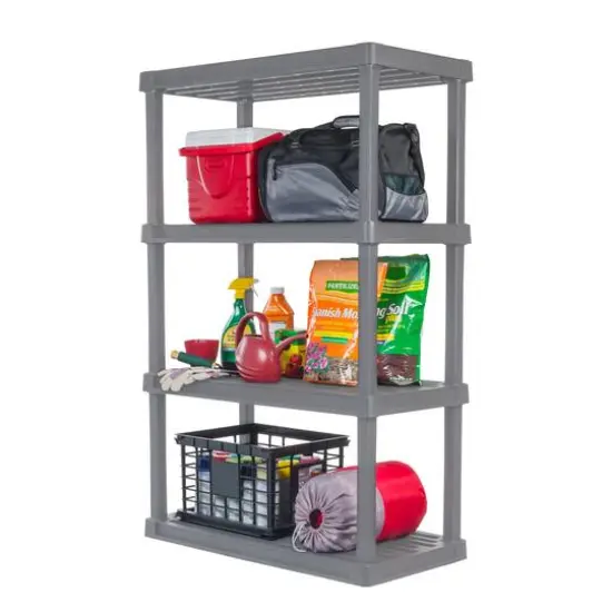 IRIS 4.6ft. Elephant Gray Plastic Rack Shelf with 4 Large Shelves {5}