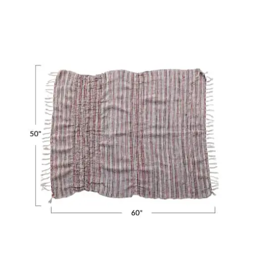 Hello Honey&reg; Multicolor Stripes Woven Cotton & Wool Throw with Fringe {5}