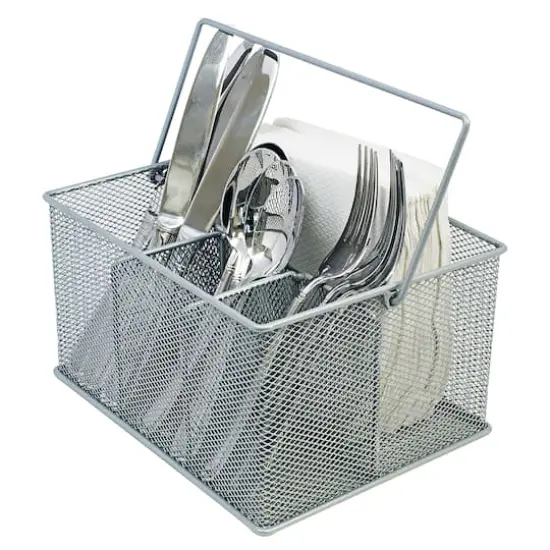 Sorbus Steel Mesh Utensils Caddy Silver {6}
