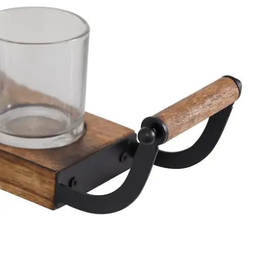 Set of 2 Brown Mango Wood Traditional Candle Holder, 17.5", 24" {5}