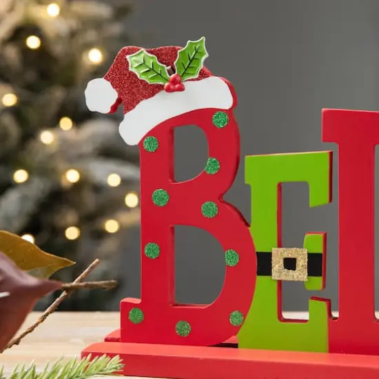 Glitzhome&reg; 14'' BELIEVE Wooden Christmas Table D&eacute;cor {5}
