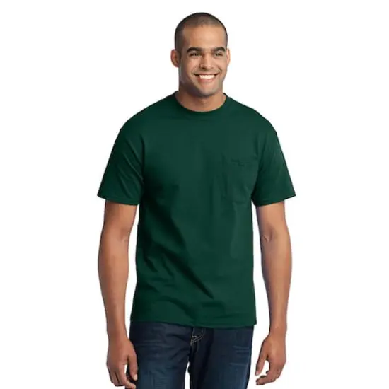 Port & Company&reg; Core Blend Pocket Adult Tall Tee Dark Green {4}