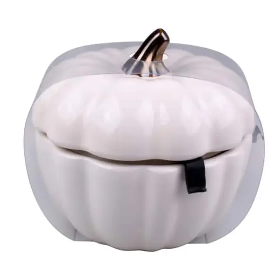 4.75" Cream Ceramic Pumpkin Cocotte by Makery&trade; {1}