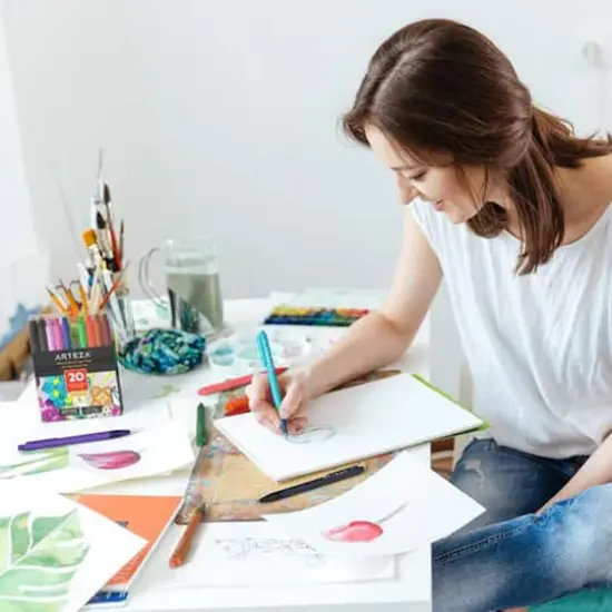 Arteza&reg; Medium & Fine Point Retractable Gel Pen Set {5}