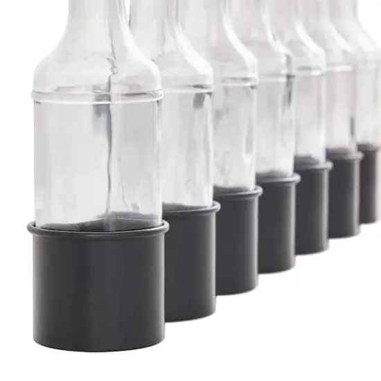 22" Black Metal Adjustable Bottle Vase with Clear Glass Bottles {7}