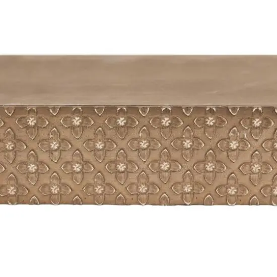 Small Natural Rustic Embossed Wood Floating Wall Shelf {5}