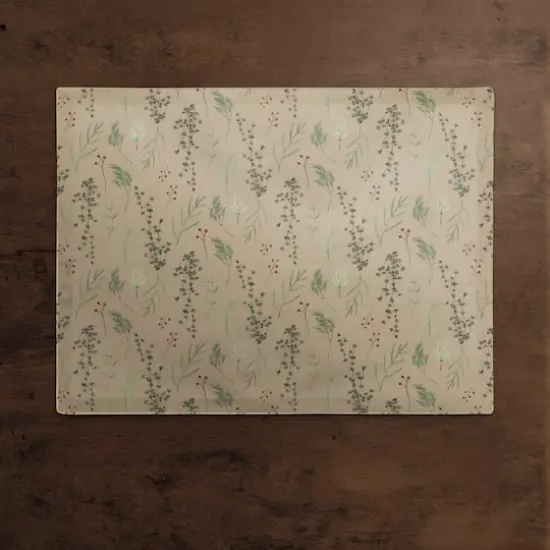 Pine Greenery on Brown Cotton Twill Placemat {3}