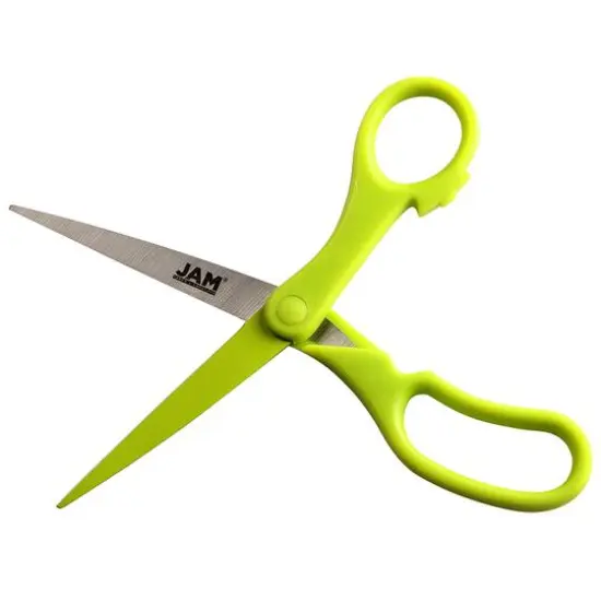JAM Paper 8" Ergonomic Multi-Purpose Precision Scissors Lime Green {4}