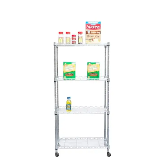 Mind Reader Adjustable 4-Tier Metal Storage Rack with Wheels {6}