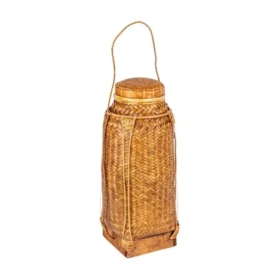 Hello Honey® 19" Natural Artisanal Bamboo & Rattan Lidded Container {1}
