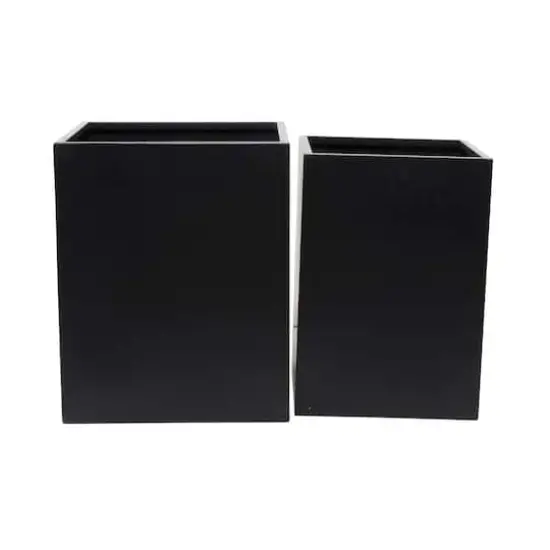 Black Modern Planter, Set of 2" 18", 14" {1}
