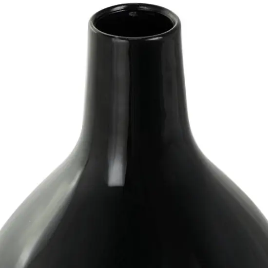 13" Black Metal Abstract Vase with Gold Detailing {7}