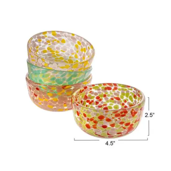 Hello Honey&reg; 4.5" Multicolor Round Glass Bowls with Pattern Design Styles, 4ct. {5}