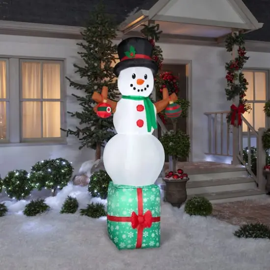 Airblown&reg; 7ft. Christmas Inflatable Snowman on Gift Box {3}