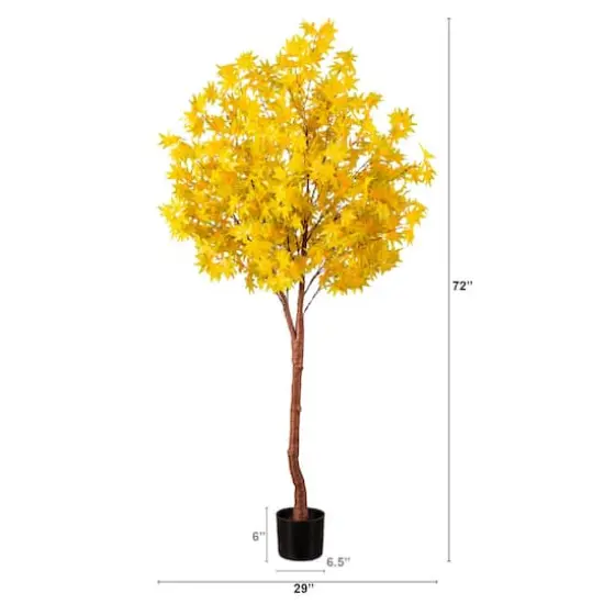 6ft. Pre-Lit Yellow Autumn Maple Artificial Fall Tree with 350 Warm White LED Lights {3}