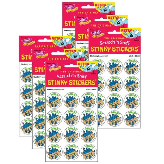TREND Enterprises® Wild! Blueberry Scented Stickers, 6 Packs of 24 {1}