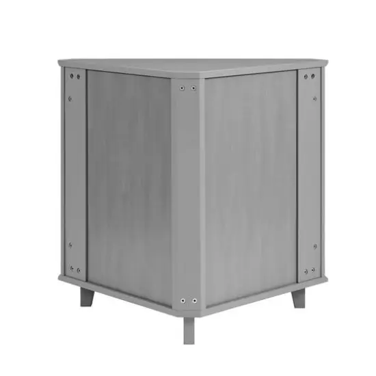 Walker Edison 30" Grey Fretwork Corner Accent Cabinet {3}