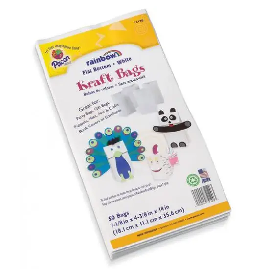 Pacon&reg; Rainbow&reg; White Kraft Bags, 50ct. {3}