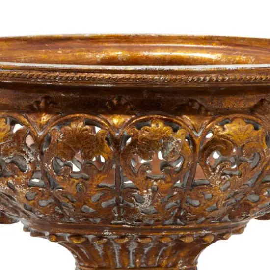 19" Gold Traditional Decorative Bowl Accent with Stand {6}