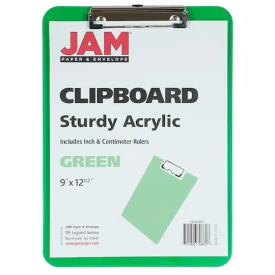 JAM Paper Letter Size Plastic Clipboard Green {4}