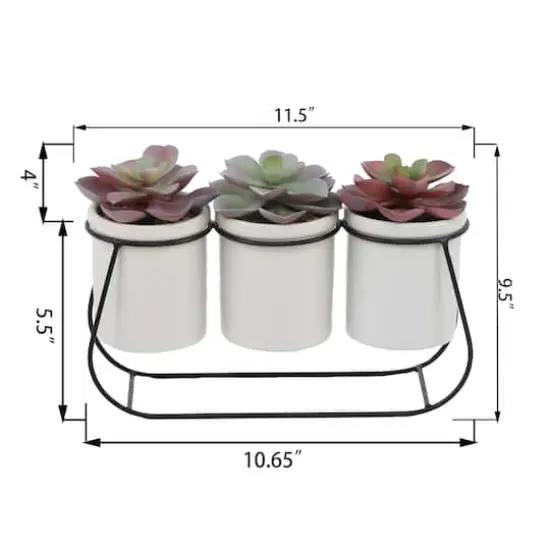 Flora Bunda&reg; 11.5" Potted Succulents in Metal Stand {4}