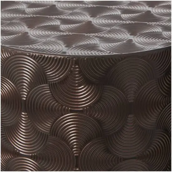 Brown Metal Tall Slim Abstract Pedestal Table with Grooved Shell Design Set {4}