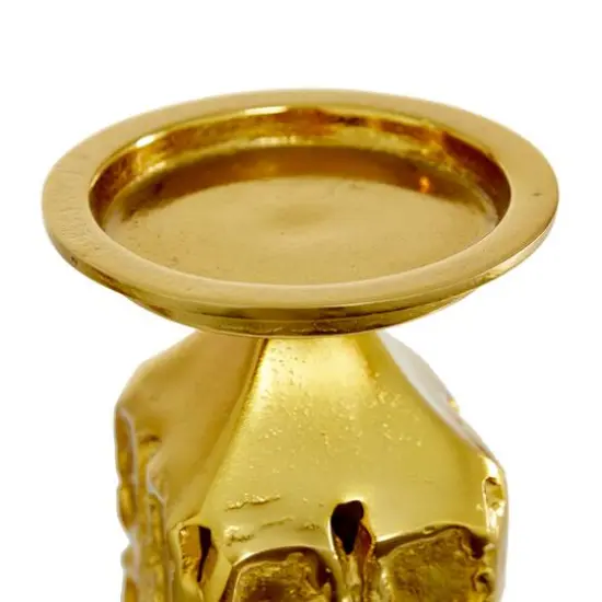 Gold Aluminum Contemporary Candle Holder Set {4}