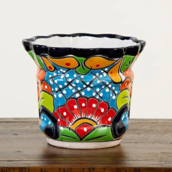 8" Handmade Mexican Talavera Ceramic Planter {7}