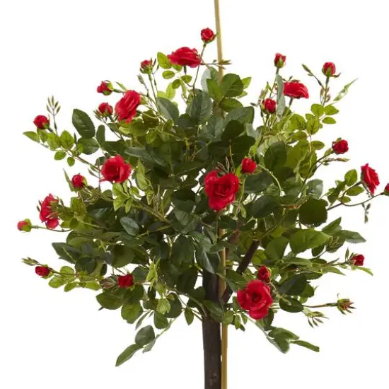 3ft. Potted Red Rose Topiary Silk Tree {3}