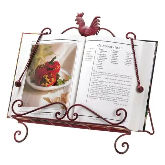 13.5" Red Rooster Cookbook Stand {4}