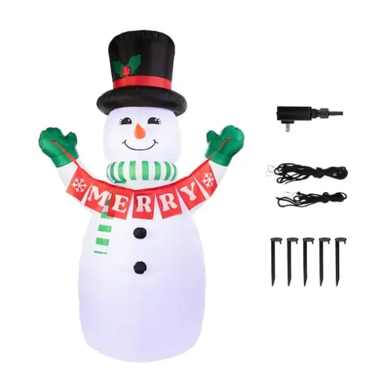 Mr. Christmas 10ft. Merry Snowman Outdoor Lit Inflatable {4}
