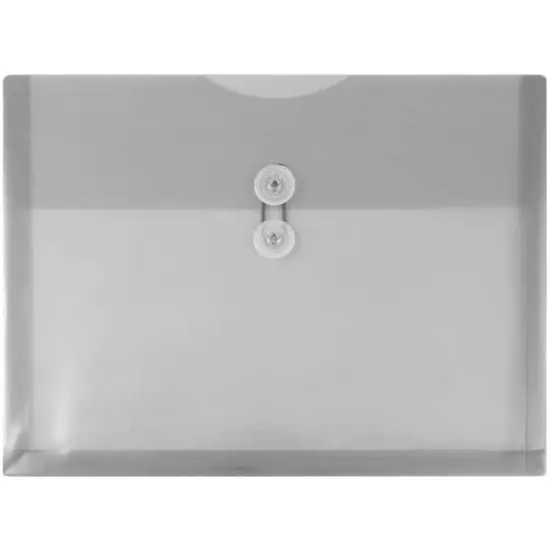 JAM Paper Letter Booklet Plastic Envelopes with Button & String Tie Closure, 12ct. Smoke Gray {1}
