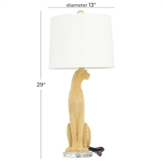 29" Polystone Glam Leopard Table Lamps, 2ct. Gold {4}
