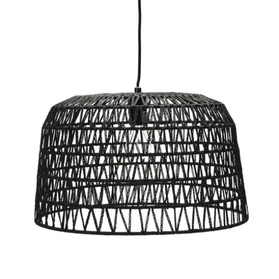 Hello Honey&reg; 19.5" Charcoal Gray Woven Pendant Lamp {9}
