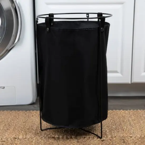 Household Essentials 23" Standing Laundry Hamper with Removable Bag Black {3}