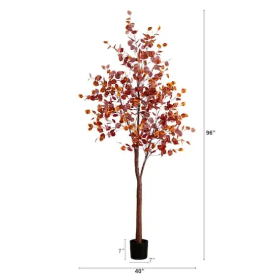 8ft. Pre-Lit Grand Autumn Eucalyptus Artificial Fall Tree with 540 Warm White LED Lights {3}