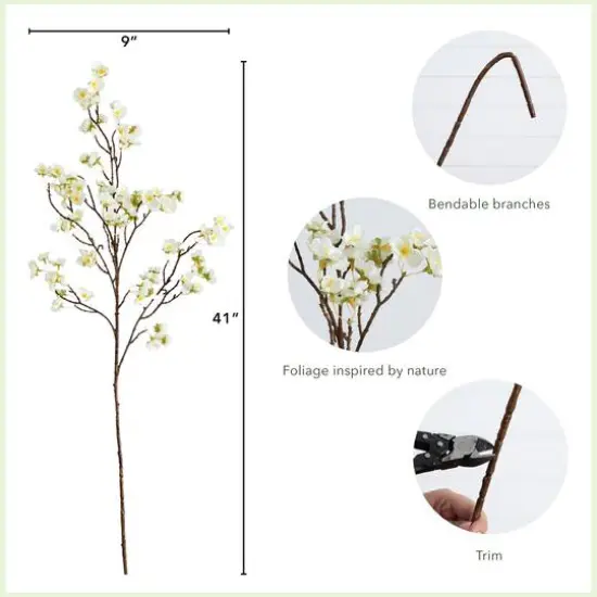 41" White Cherry Blossom Flower Stems, 3ct. {5}