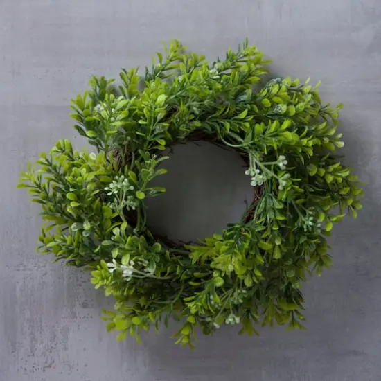 9" Green Mini Boxwood Wreath with Flowers by Ashland&reg; {3}