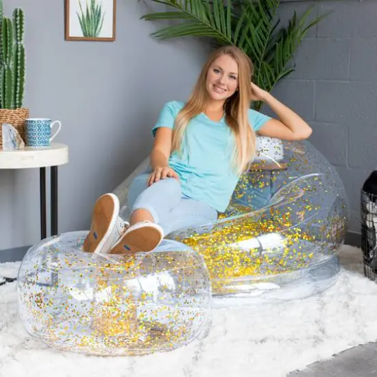 AirCandy Gold Glitter Inflatable Ottoman {4}