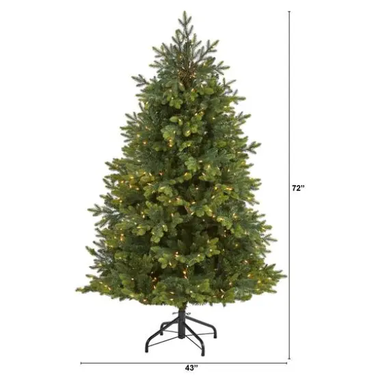 6ft. Pre-Lit North Carolina Fir Artificial Christmas Tree, Clear LED Lights {7}