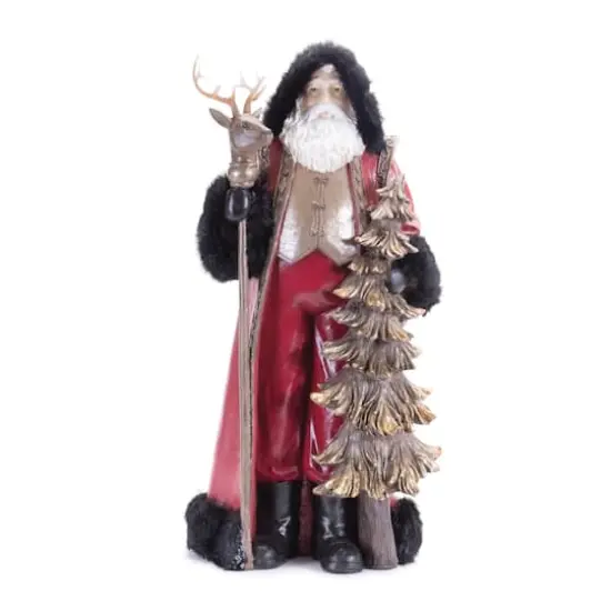 19.5" Hooded Woodland Santa with Deer Staff {1}