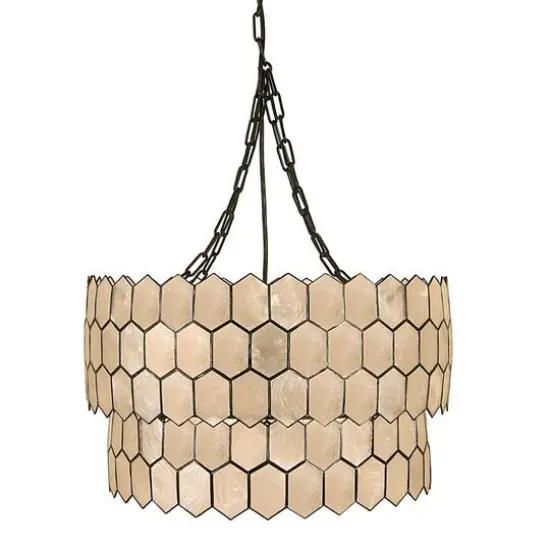 Hello Honey&reg; Capiz 2-Tier Honeycomb Chandelier Black {6}
