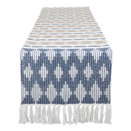 DII&reg; 108" Colby Southwest Table Runner French Blue/Stone {1}