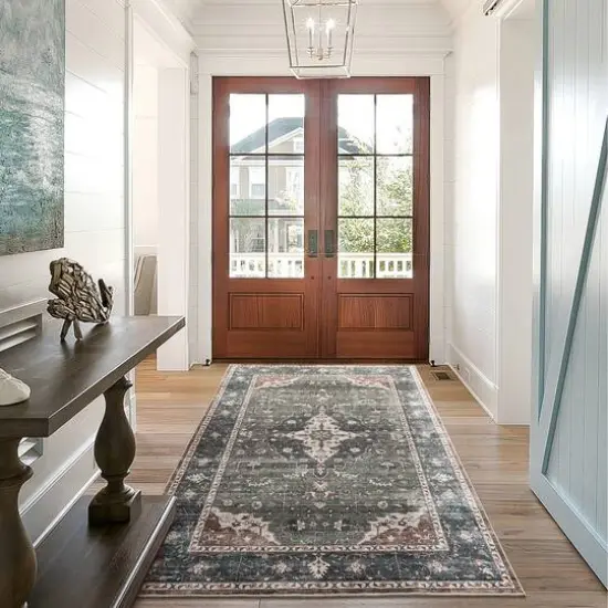 Glitzhome&reg; 5ft. x 8ft. Green & Tan Oriental Area Rug {3}