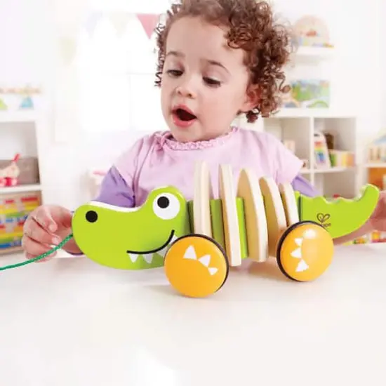 Hape Walk-A-Long Croc Wooden Toddler Pull Toy {3}
