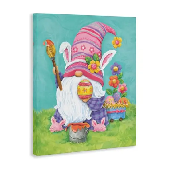 Stupell Industries Whimsical Gnome Painting Easter Eggs Festive Flowers Canvas Wall Art {4}