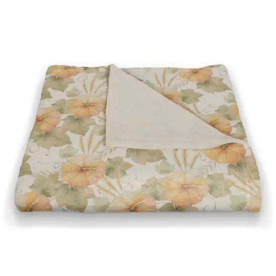 Watercolor Pumpkin Coral Fleece Throw {3}