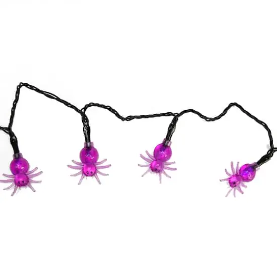 10ct. 4ft. Purple Spider LED Halloween Black Wire Lights {5}