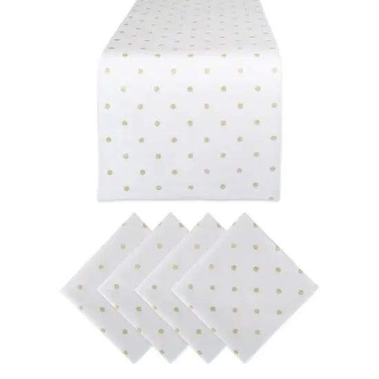 DII&reg; Polka Dot Table Runner & Napkins Set Gold {1}