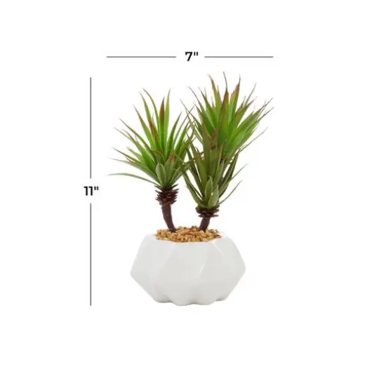 11" Contemporary Style Artificial Succulent in White Ceramic Pot {6}
